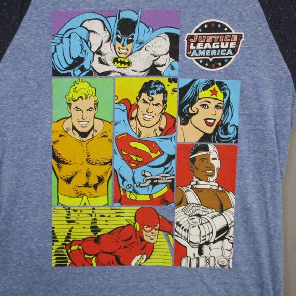 DC Comics Character Graphic Print Raglan Short Sleeve Blue Men Size | L - Picture 4 of 10